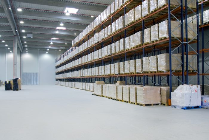 Inside warehouse interior of a warehouse