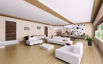 Interior of modern apartment, living room 3d render