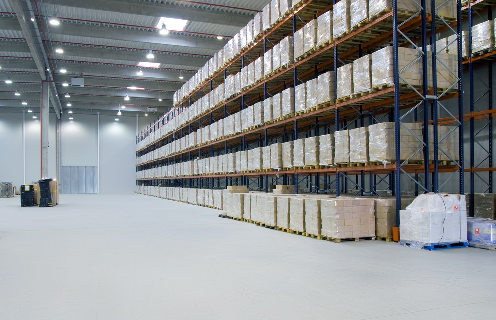 Inside warehouse interior of a warehouse
